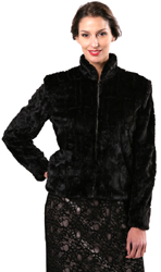 Faux Fur Nehru Jacket with Zip